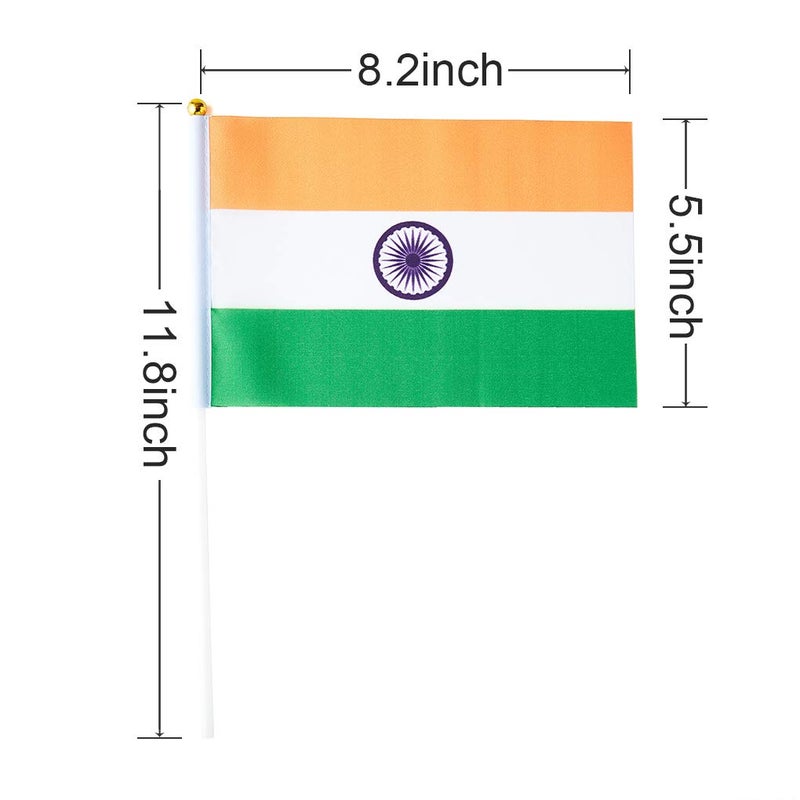 mflagperft India Flag Indian Flag, Small Mini Handheld India Flags on Stick, Ideal for Party Parades Sports Events Patriotic Festival Decorations - Image 3
